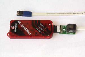 Microchip PICkit 3 with Tag-connect cable installed