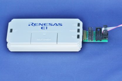 Renesas E1 debugger with TC-RENESAS adapter for plug-of-nail small PCB footprint cables