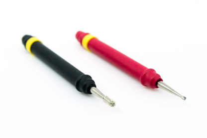 Pair of non-slip probe tips for probing tightly packed PCBs