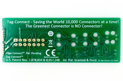 Tag-Connect demo board for small PCB footprint plug-of-nails and edge-connect - back