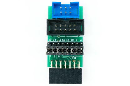 TC-RENESAS adapter for Renesas E1 and E8 debuggers for use with plug-of-nails bales with small PCB footprint