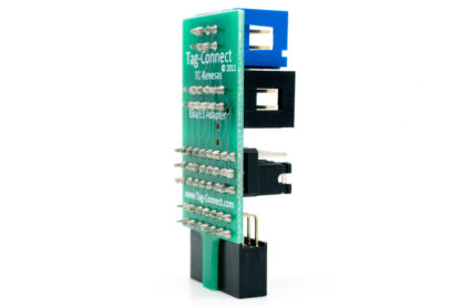 TC-RENESAS adapter for Renesas E1 and E8 debuggers for use with plug-of-nails bales with small PCB footprint - back view