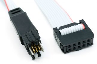 TC2030-ALT 6-pin Plug-of-Nails to 10-pin IDC for Altera USB Blasters and ByteBlasters. Connector view.