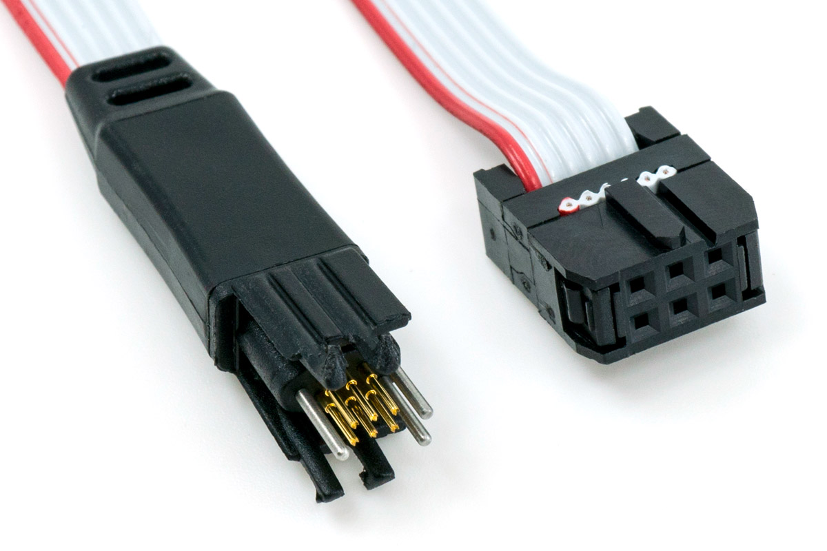 6-pin small PCB footprint to IDC MCU debug cable