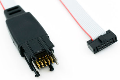 TC2050-IDC-050 with 10 pin Plug-of-Nails & 10 pin 0.05" IDC connector showing connectors