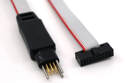 TC2030 no-legs 6-pin no-legs Plug-of-Nails™ to 14-pin 0.05" IDC for STM32 - connectors view