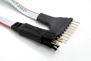 TC2030-PKT-SWD 6-pin legged plug-of-nails to 8-pin SIP strip test/debug/programming cable