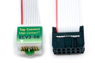 ECV3-06 6-pin castellated board edge-connector to 10-pin female IDC for Altera ByteBlaster programmer/debugger and compatibles.